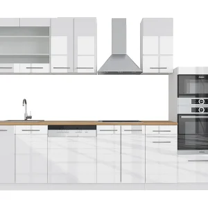 Complete keukeneenheid wit hoogglans/wit 300x46x81.6 fame-line