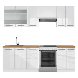 Complete keukeneenheid wit hoogglans/wit 240x46x81.6 fame-line Complete keukeneenheid wit hoogglans/wit 240x46x81.6 fame-line