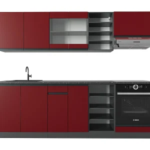 Complete keukeneenheid rood/antraciet 240x46x81.6 r-line Complete keukeneenheid rood/antraciet 240x46x81.6 r-line