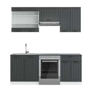 Complete keukeneenheid antraciet landhuis/wit 200x46x81.6 fame-line Complete keukeneenheid antraciet landhuis/wit 200x46x81.6 fame-line
