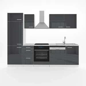 Complete keukeneenheid antraciet hoogglans/wit 270×57.1×81.6 optima