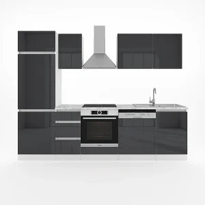 Complete keukeneenheid antraciet hoogglans/wit 270×57.7×81.6 optima