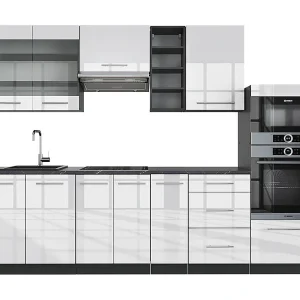 Complete keukeneenheid wit hoogglans/antraciet 280x46x81.6 fame-line Complete keukeneenheid wit hoogglans/antraciet 280x46x81.6 fame-line