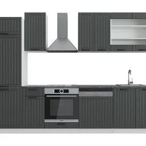 Complete keukeneenheid antraciet landhuis/wit 300x46x81.6 fame-line Complete keukeneenheid antraciet landhuis/wit 300x46x81.6 fame-line