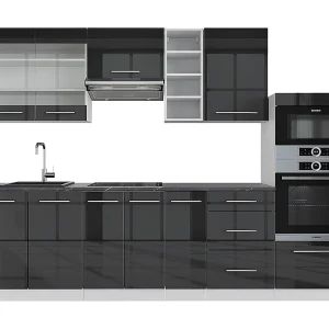 Complete keukeneenheid antraciet hoogglans/wit 280x46x81.6 fame-line