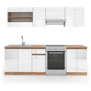 Complete keukeneenheid wit hoogglans/wit 240x60x81.6 raul Complete keukeneenheid wit hoogglans/wit 240x60x81.6 raul