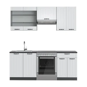 Complete keukeneenheid landhuis wit/antraciet 200x46x81.6 fame-line Complete keukeneenheid landhuis wit/antraciet 200x46x81.6 fame-line
