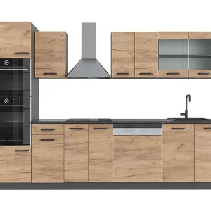 Complete keukeneenheid eik goud/antraciet 300x46x81.6 r-line Complete keukeneenheid eik goud/antraciet 300x46x81.6 r-line
