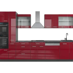 Complete keukeneenheid rood hoogglans/antraciet 350x46x81.6 r-line Complete keukeneenheid rood hoogglans/antraciet 350x46x81.6 r-line