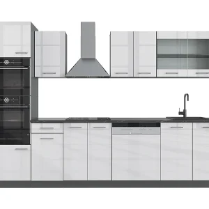 Complete keukeneenheid wit hoogglans/antraciet 300x46x81.6 r-line Complete keukeneenheid wit hoogglans/antraciet 300x46x81.6 r-line