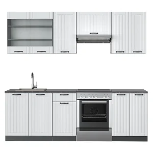 Complete keukeneenheid landhuis wit/antraciet 240x46x81.6 fame-line Complete keukeneenheid landhuis wit/antraciet 240x46x81.6 fame-line