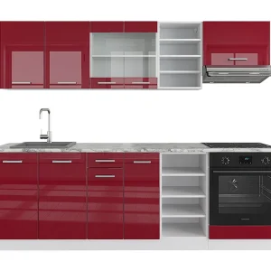 Complete keukeneenheid rood hoogglans/wit 240x60x81.6 r-line