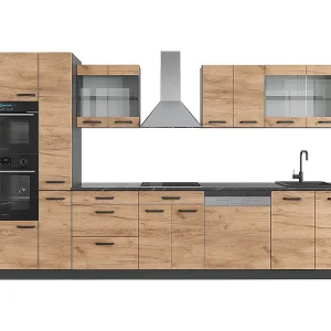 Complete keukeneenheid eik goud/antraciet 350x46x81.6 r-line Complete keukeneenheid eik goud/antraciet 350x46x81.6 r-line