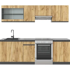 Complete keukeneenheid eik goud/antraciet 240x46x81.6 raul Complete keukeneenheid eik goud/antraciet 240x46x81.6 raul