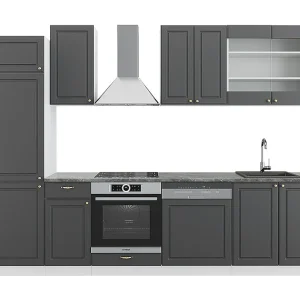 Complete keukeneenheid antraciet-goud/wit 300x46x81.6 fame-line Complete keukeneenheid antraciet-goud/wit 300x46x81.6 fame-line
