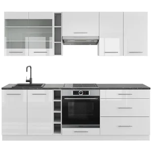Complete keukeneenheid wit hoogglans/wit 235x46x81.6 fame-line Complete keukeneenheid wit hoogglans/wit 235x46x81.6 fame-line
