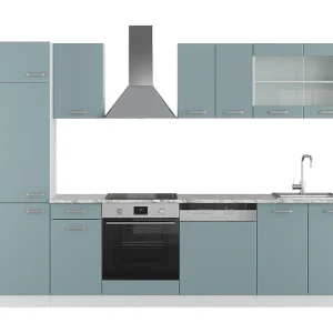 Complete keukeneenheid blauw-grijs/wit 300x46x81.6 r-line Complete keukeneenheid blauw-grijs/wit 300x46x81.6 r-line
