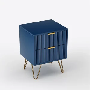 Ladekast met 2 lades, nachtkastje, dressoir, ladekast voor slaap- en woonkamer, 40 x 35,5 x 50 cm, blauw
