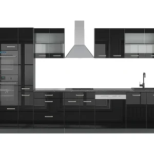 Complete keukeneenheid hoogglans zwart/antraciet 350x46x81.6 r-line