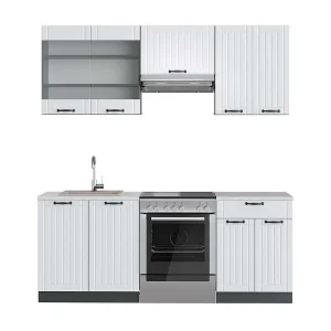 Complete keukeneenheid landhuis wit/antraciet 200x60x81.6 fame-line Complete keukeneenheid landhuis wit/antraciet 200x60x81.6 fame-line