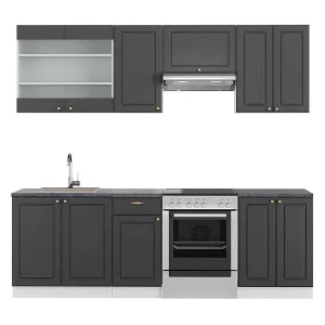 Complete keukeneenheid antraciet-goud/wit 240x60x81.6 fame-line Complete keukeneenheid antraciet-goud/wit 240x60x81.6 fame-line
