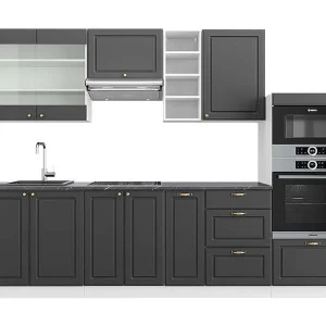 Complete keukeneenheid antraciet-goud/wit 280x60x81.6 fame-line Complete keukeneenheid antraciet-goud/wit 280x60x81.6 fame-line