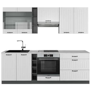 Complete keukeneenheid landhuis wit/antraciet 235x60x81.6 fame-line Complete keukeneenheid landhuis wit/antraciet 235x60x81.6 fame-line