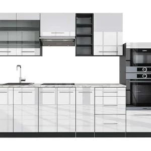 Complete keukeneenheid wit hoogglans/antraciet 280x60x81.6 fame-line Complete keukeneenheid wit hoogglans/antraciet 280x60x81.6 fame-line