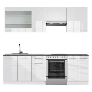 Complete keukeneenheid wit hoogglans/wit 240x60x81.6 fame-line Complete keukeneenheid wit hoogglans/wit 240x60x81.6 fame-line