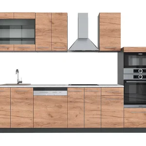 Complete keukeneenheid eik goud/antraciet 300x60x81.6 fame-line Complete keukeneenheid eik goud/antraciet 300x60x81.6 fame-line