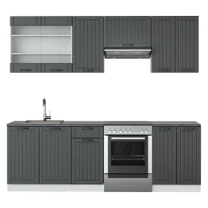 Complete keukeneenheid antraciet landhuis/wit 240x60x81.6 fame-line Complete keukeneenheid antraciet landhuis/wit 240x60x81.6 fame-line