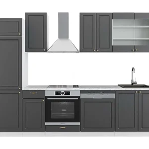 Complete keukeneenheid antraciet-goud/wit 300x60x81.6 fame-line Complete keukeneenheid antraciet-goud/wit 300x60x81.6 fame-line