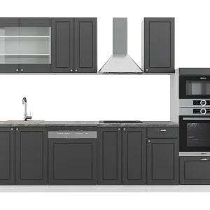 Complete keukeneenheid antraciet-goud/wit 300x60x81.6 fame-line Complete keukeneenheid antraciet-goud/wit 300x60x81.6 fame-line