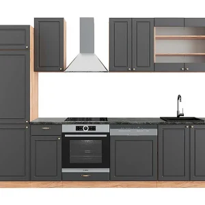 Complete keukeneenheid antraciet landhuis/goud kraft eik 300x60x81.6 fame-line Complete keukeneenheid antraciet landhuis/goud kraft eik 300x60x81.6 fame-line