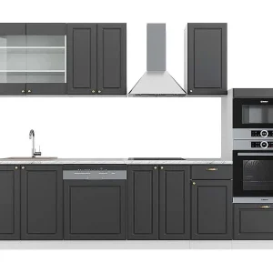 Complete keukeneenheid antraciet-goud/wit 300x60x81.6 fame-line Complete keukeneenheid antraciet-goud/wit 300x60x81.6 fame-line