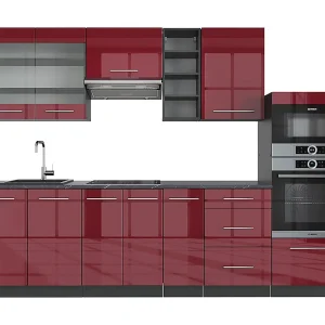 Complete keukeneenheid bordeaux hoogglans/antraciet 280x60x81.6 fame-line