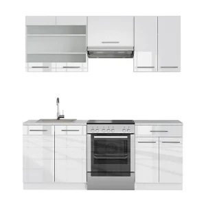 Complete keukeneenheid wit hoogglans/wit 200x60x81.6 fame-line Complete keukeneenheid wit hoogglans/wit 200x60x81.6 fame-line