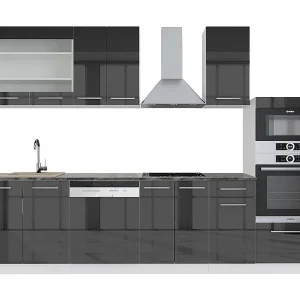Complete keukeneenheid antraciet hoogglans/wit 300x60x81.6 fame-line Complete keukeneenheid antraciet hoogglans/wit 300x60x81.6 fame-line
