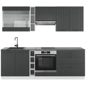 Complete keukeneenheid antraciet landhuis/wit 235x60x81.6 fame-line Complete keukeneenheid antraciet landhuis/wit 235x60x81.6 fame-line