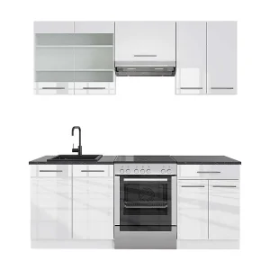 Complete keukeneenheid wit hoogglans/wit 200x60x81.6 fame-line Complete keukeneenheid wit hoogglans/wit 200x60x81.6 fame-line