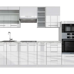 Complete keukeneenheid wit hoogglans/wit 280x60x81.6 fame-line Complete keukeneenheid wit hoogglans/wit 280x60x81.6 fame-line