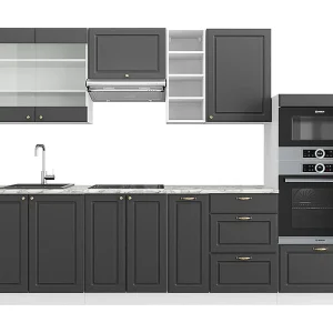 Complete keukeneenheid antraciet-goud/wit 280x60x81.6 fame-line Complete keukeneenheid antraciet-goud/wit 280x60x81.6 fame-line
