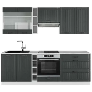 Complete keukeneenheid antraciet landhuis/wit 235x60x81.6 fame-line Complete keukeneenheid antraciet landhuis/wit 235x60x81.6 fame-line