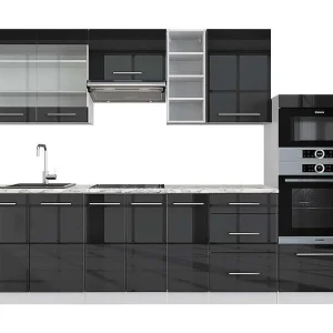 Complete keukeneenheid antraciet hoogglans/wit 280x60x81.6 fame-line