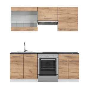 Complete keukeneenheid eik goud/wit 200x60x81.6 fame-line Complete keukeneenheid eik goud/wit 200x60x81.6 fame-line