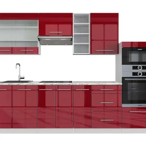 Complete keukeneenheid bordeaux hoogglans/wit 280x60x81.6 fame-line