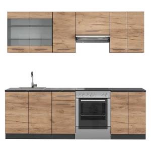 Complete keukeneenheid eik goud/antraciet 240x60x81.6 fame-line Complete keukeneenheid eik goud/antraciet 240x60x81.6 fame-line