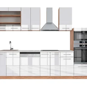 Complete keukeneenheid wit hoogglans/goud power eiken 300x60x81.6 fame-line Complete keukeneenheid wit hoogglans/goud power eiken 300x60x81.6 fame-line