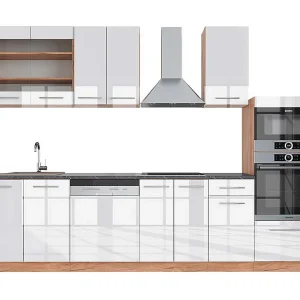 Complete keukeneenheid wit hoogglans/goud power eiken 300x60x81.6 fame-line Complete keukeneenheid wit hoogglans/goud power eiken 300x60x81.6 fame-line