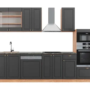 Complete keukeneenheid antraciet landhuis/goud kraft eik 300x60x81.6 fame-line Complete keukeneenheid antraciet landhuis/goud kraft eik 300x60x81.6 fame-line